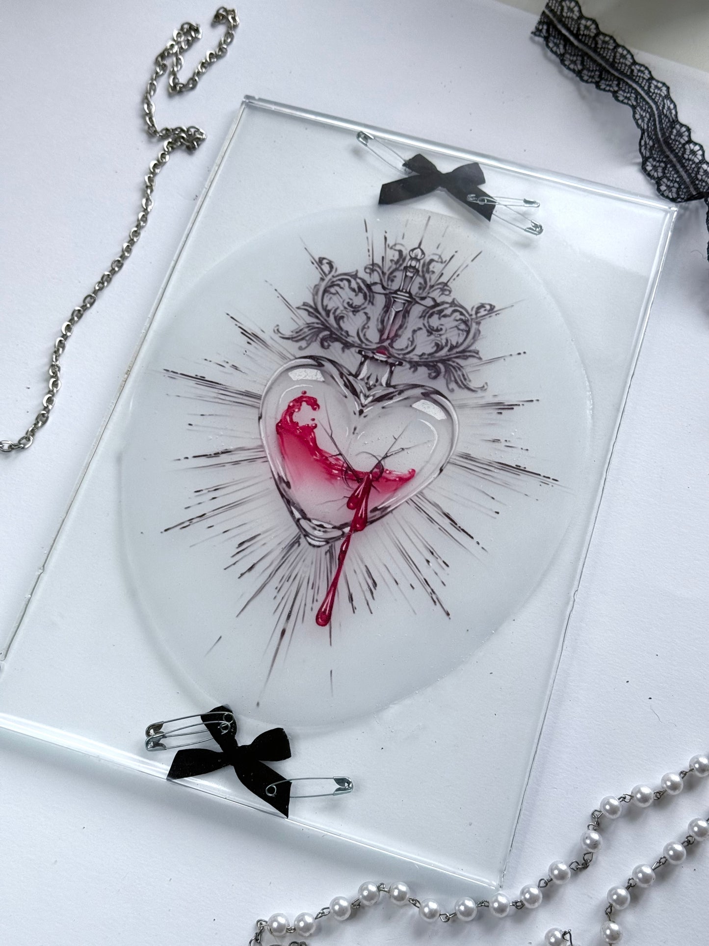 Sacred heart Resin Print - Ribbons