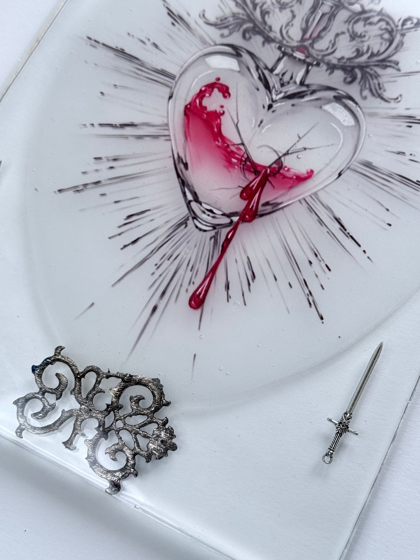 Sacred heart Resin Print - Swords