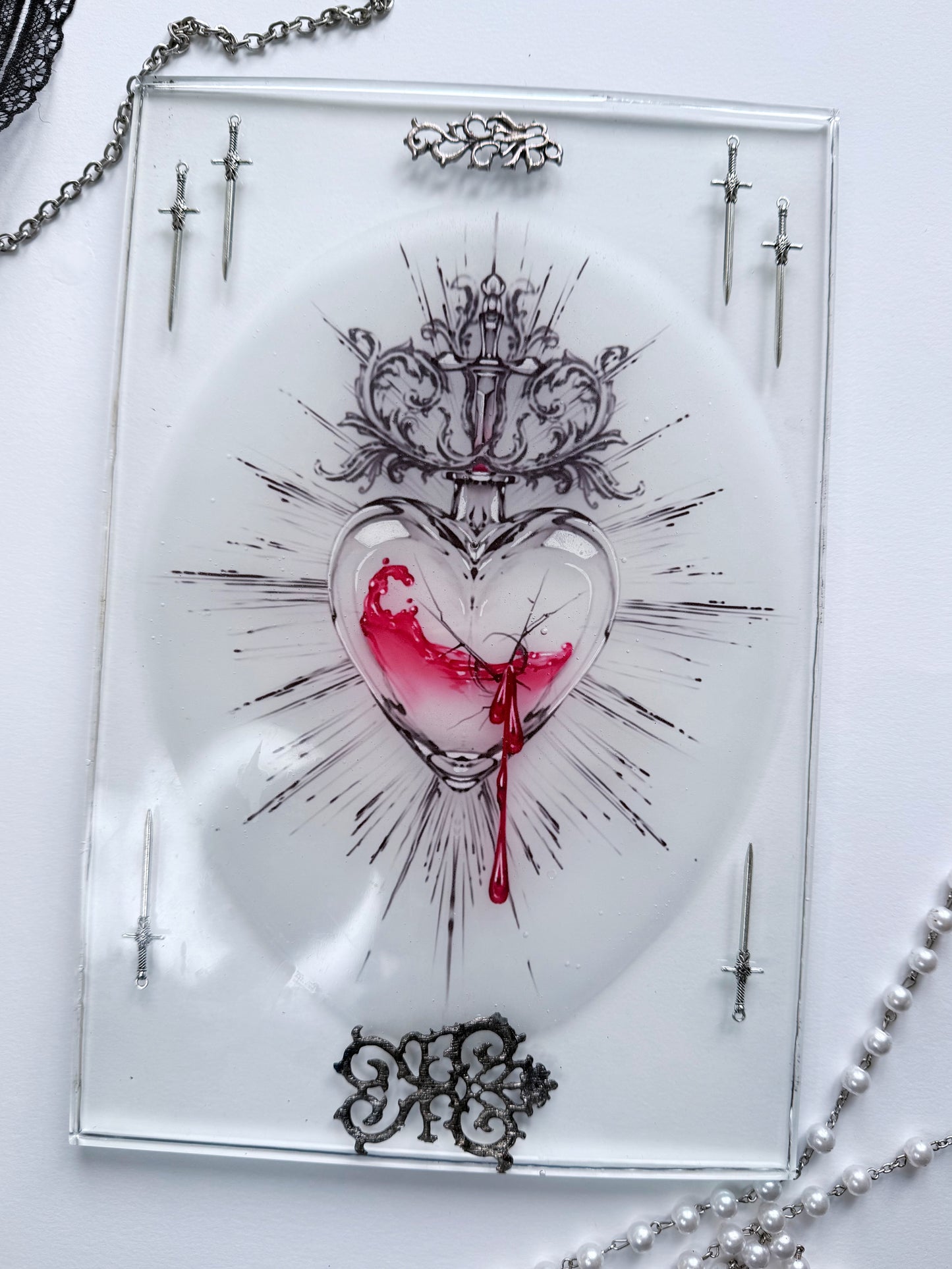 Sacred heart Resin Print - Swords