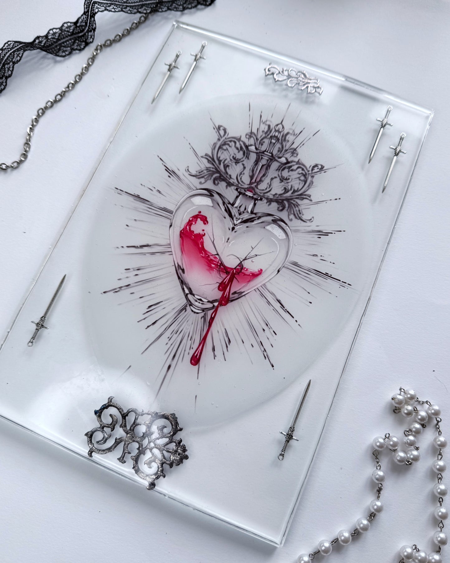 Sacred heart Resin Print - Swords